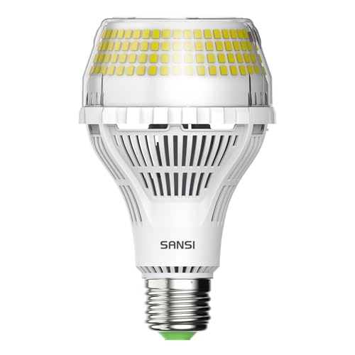 SANSI 400W Equivalent 6000 Lumens Brightest LED Light Bulb, 5000K Daylight E26 A21 Super Bright LED Bulb Non-Dimmable, 22-Year Lifetime