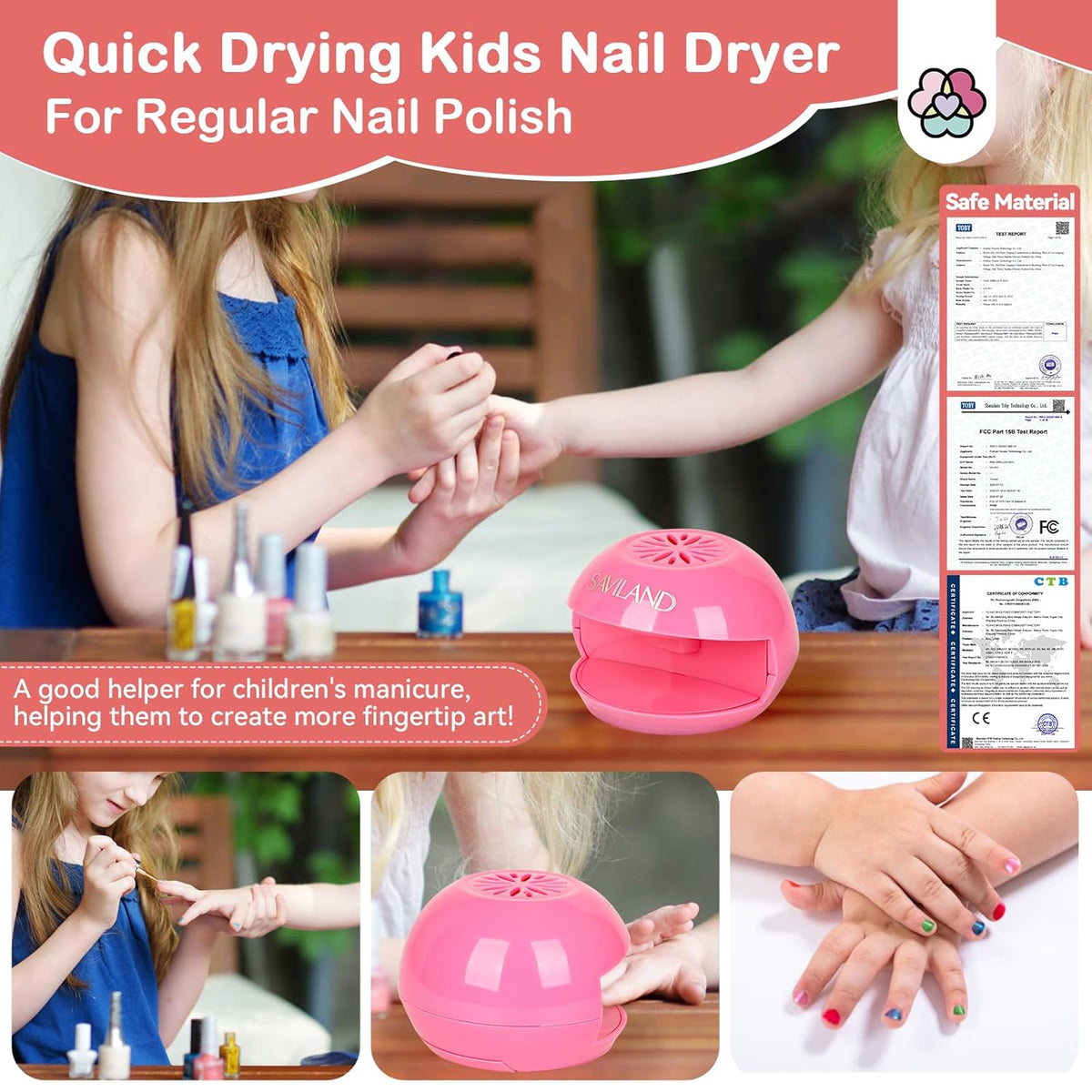 SAVILAND Nail Dryer for Regular Polish, Nail Dryer for Kids Quick Dry Nail Polish Dryer Mini Nail Fan Dryer