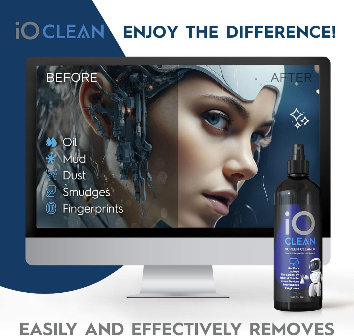 Screen Cleaner Spray (16oz - 473ml) - Large Cleaning Kit for LCD LED OLED TV, Smartphone, iPad, Laptop, Touchscreen, Computer Monitor