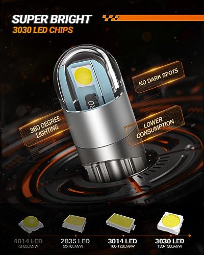 SEALIGHT 194 LED Bulb 6000K White, License Plate Light, Dome Light, T10 168 2825 W5W 3030 Bright Chips Wedge for Replacement Light Bulb (Pack of 10)