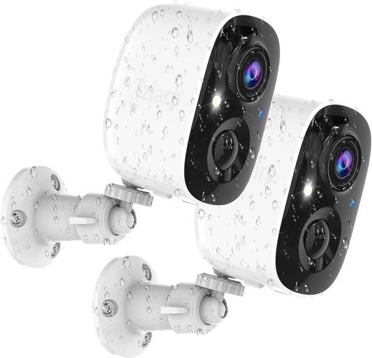 Security Cameras Wireless Outdoor, 2K Indoor WiFi Wireless Cameras, Outside Battery Powered Cameras for Home Security, AI Motion Detection (2Pack)