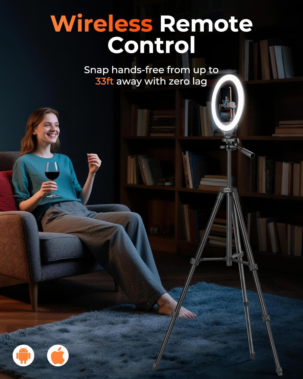 Sensyne 10'' Ring Light with 50'' Extendable Tripod Stand, LED Circle Lights with Phone Holder for Live Stream/Makeup/YouTube Video/TikTok