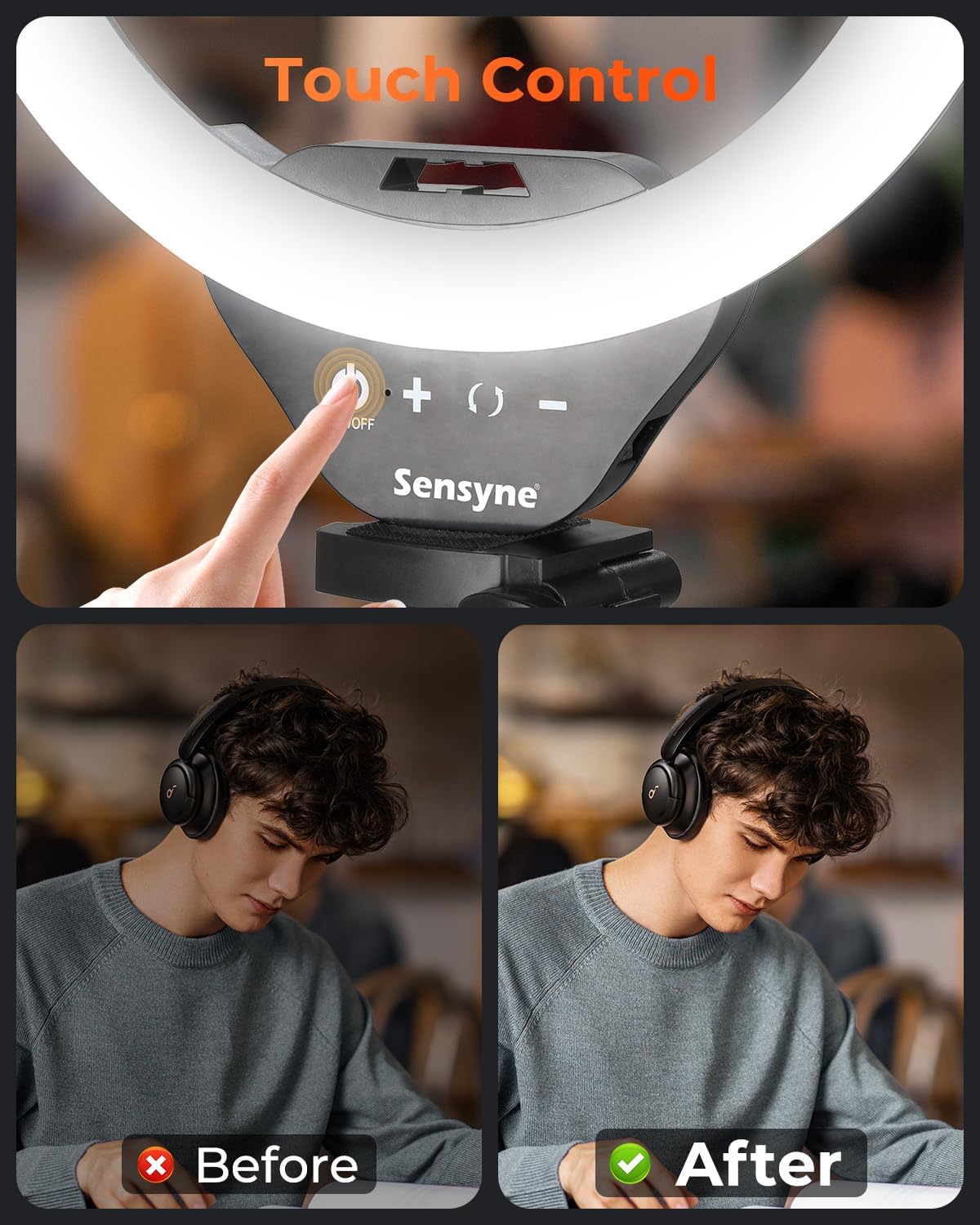 Sensyne 10'' Ring Light with 50'' Extendable Tripod Stand, LED Circle Lights with Phone Holder for Live Stream/Makeup/YouTube Video/TikTok