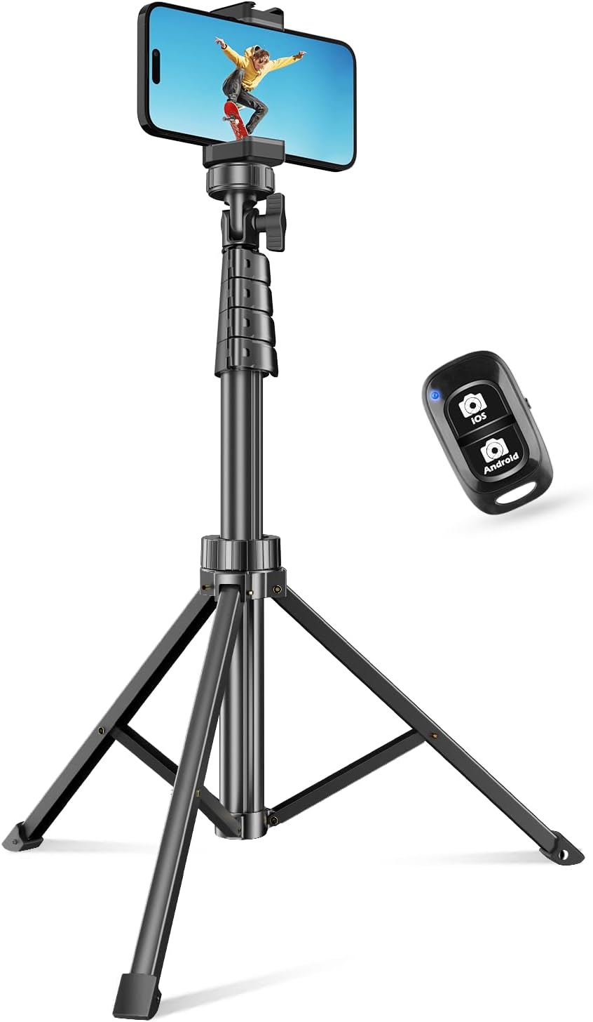 SENSYNE 62" Phone Tripod & Selfie Stick, Extendable Cell Phone Tripod Stand with Wireless Remote and Phone Holder