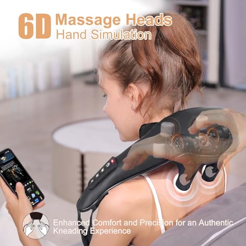 Shiatsu Back and Neck Massager, Cordless Shoulder Massager with Heat, Electric Deep Tissue 3D Kneading Massage Pillow for Shoulder, Leg