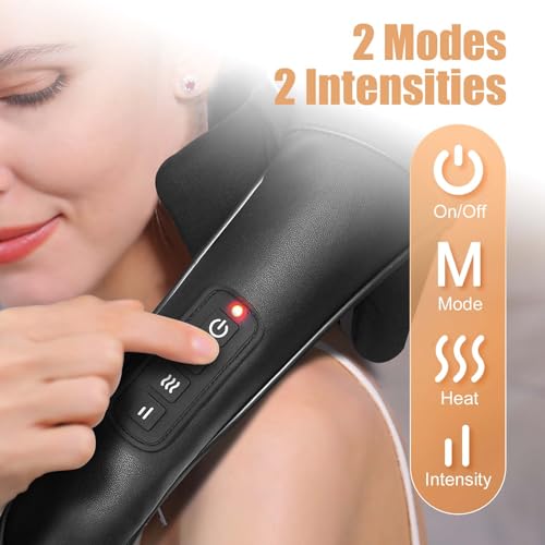 Shiatsu Back and Neck Massager, Cordless Shoulder Massager with Heat, Electric Deep Tissue 3D Kneading Massage Pillow for Shoulder, Leg
