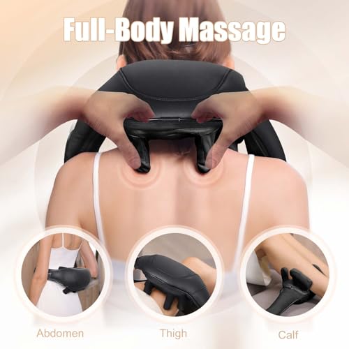 Shiatsu Back and Neck Massager, Cordless Shoulder Massager with Heat, Electric Deep Tissue 3D Kneading Massage Pillow for Shoulder, Leg
