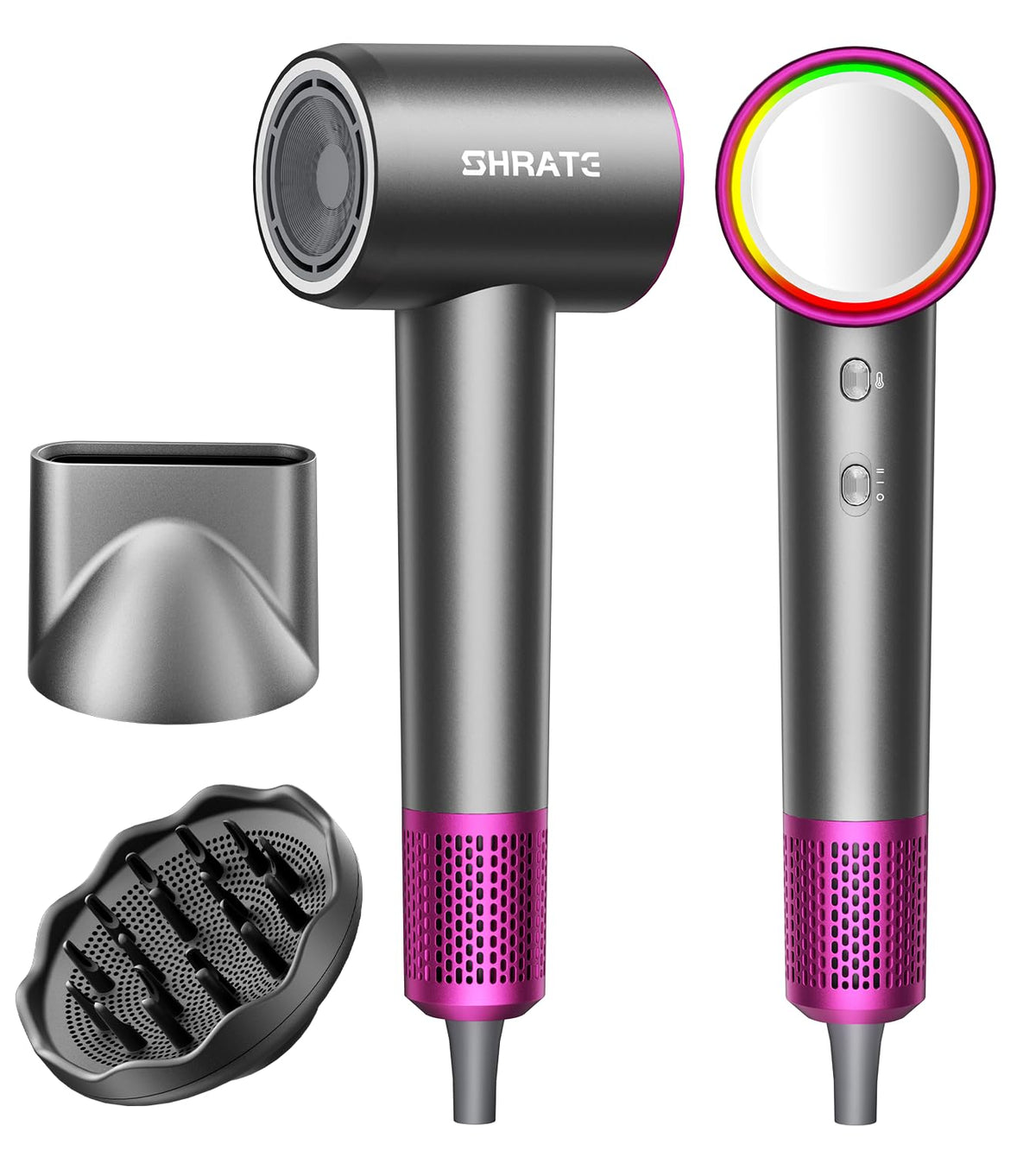 SHRATE Professional High Speed Ionic Hair Dryer - Ultra-Fast Drying - 500 Million Negative Ions - Low Noise - 160000 RPM - Compact Blow Dryer