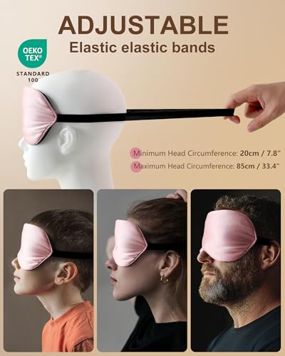 Silk Sleep Mask for Women - Soft Breathable Organic Natural Mulberry Silk Fabric Blackout Eye Mask for Sleeping (Pink)