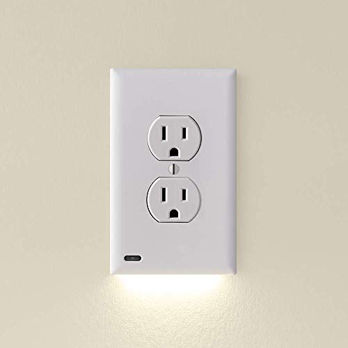 Single - SnapPower GuideLight, For Duplex Outlets, - Replaces Plug-In Night Light - Electrical Receptacle Wall Plate (Duplex, White)