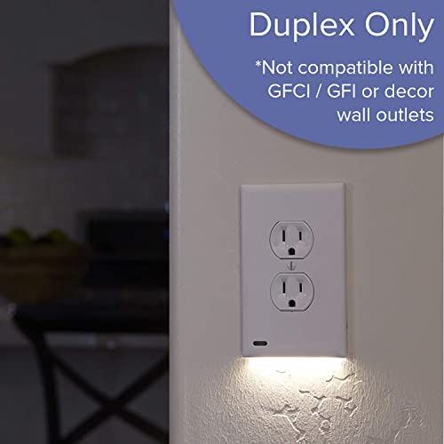 Single - SnapPower GuideLight, For Duplex Outlets, - Replaces Plug-In Night Light - Electrical Receptacle Wall Plate (Duplex, White)