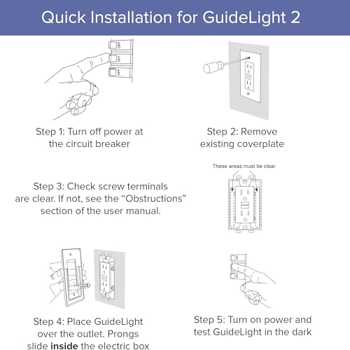 Single - SnapPower GuideLight, For Duplex Outlets, - Replaces Plug-In Night Light - Electrical Receptacle Wall Plate (Duplex, White)