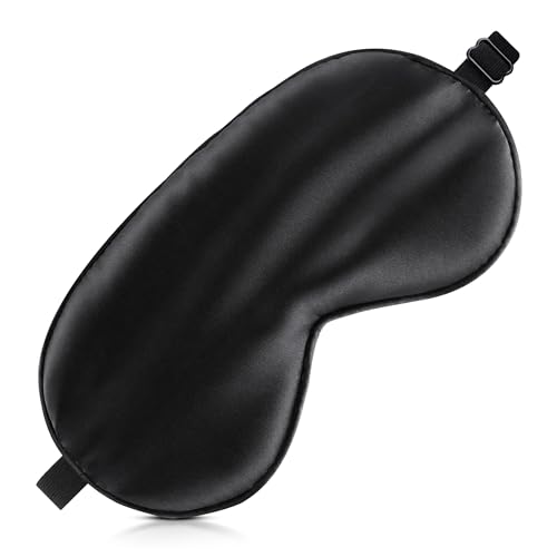 Sleep Mask Silk Eye Mask for Men Sleeping Mask, Adjustable Elastic Strap for Night Shading Sleep Mask, Soft and Comfortable for Both Men (Black)