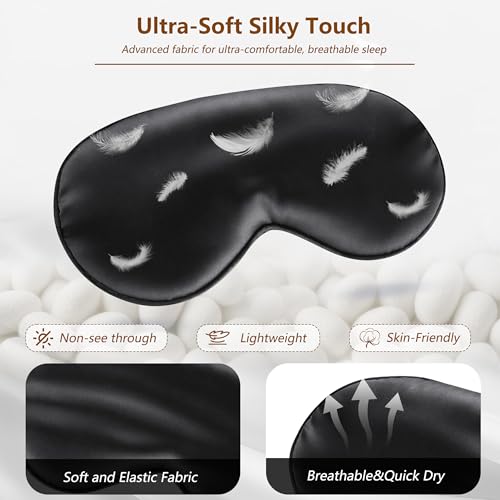 Sleep Mask Silk Eye Mask for Men Sleeping Mask, Adjustable Elastic Strap for Night Shading Sleep Mask, Soft and Comfortable for Both Men (Black)