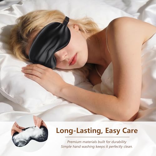 Sleep Mask Silk Eye Mask for Men Sleeping Mask, Adjustable Elastic Strap for Night Shading Sleep Mask, Soft and Comfortable for Both Men (Black)