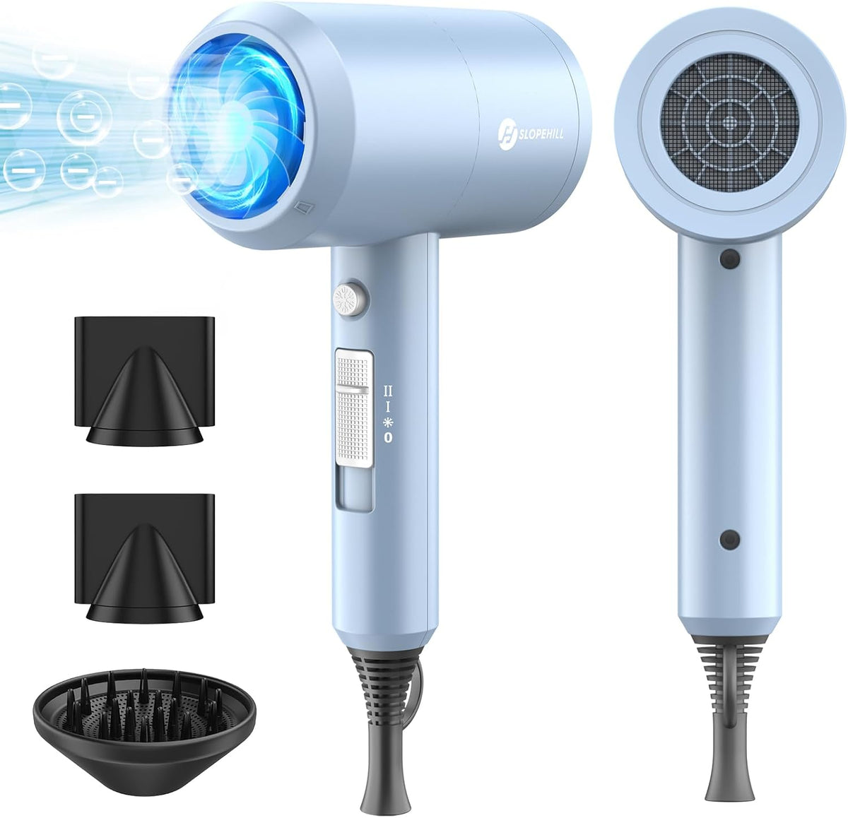 Slopehill Professional Ionic Hair Dryer, Powerful 1800W Fast Drying Low Noise Blow Dryer (Matte Blue)