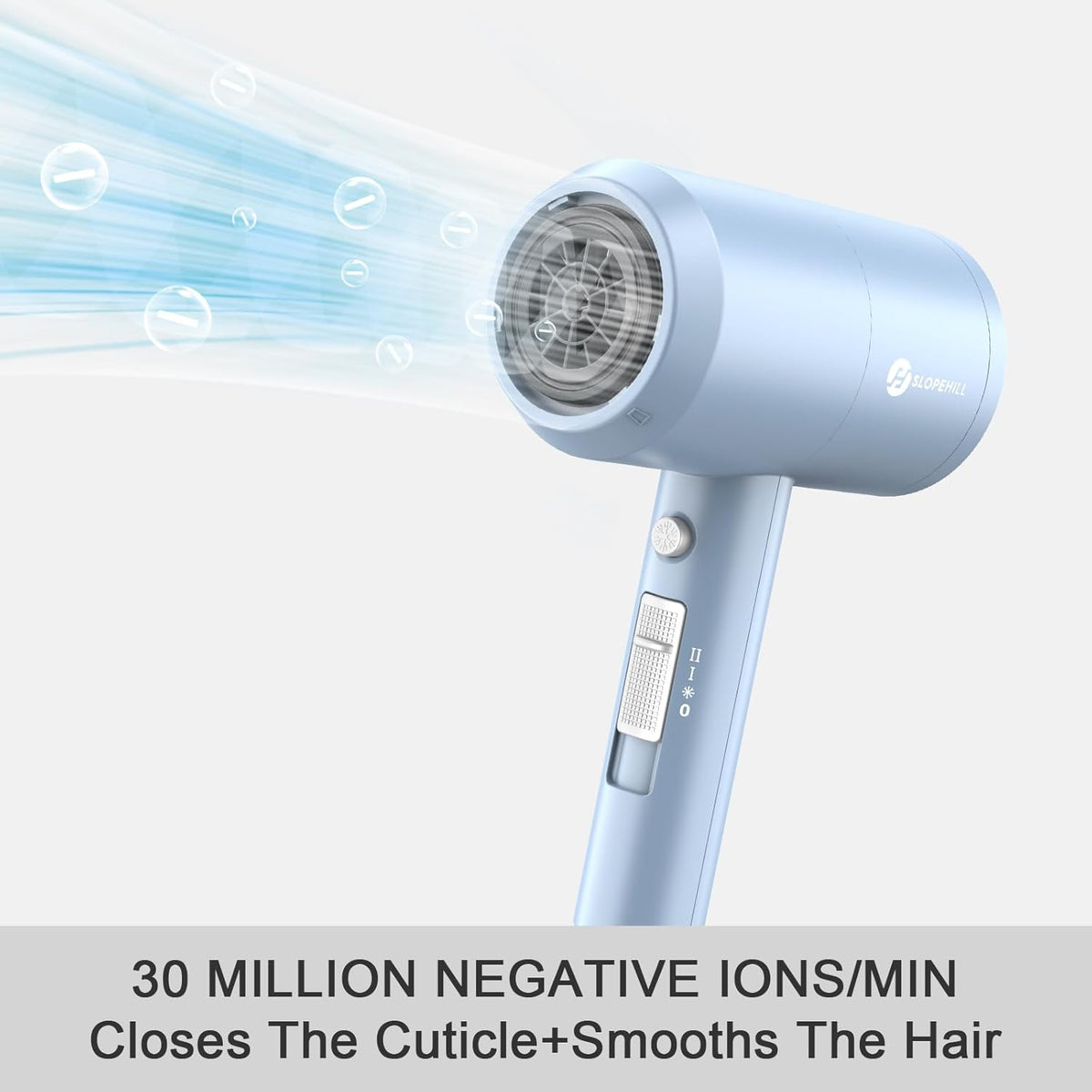 Slopehill Professional Ionic Hair Dryer, Powerful 1800W Fast Drying Low Noise Blow Dryer (Matte Blue)