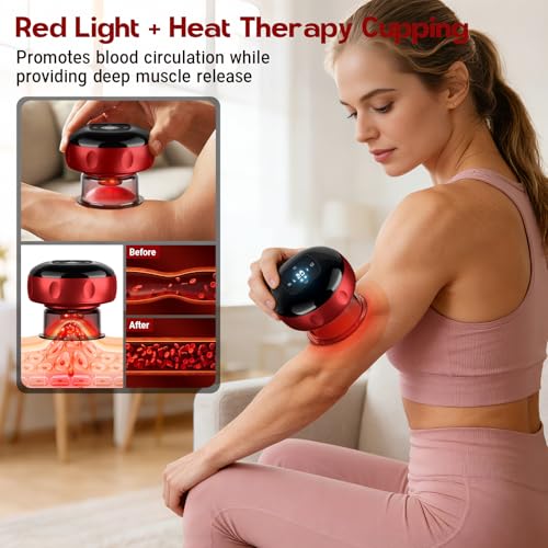 Smart Cupping Massager, 7-in-1 Cupping Set with Red Light and 2 Modes for Muscle Relaxation (1 Pack)