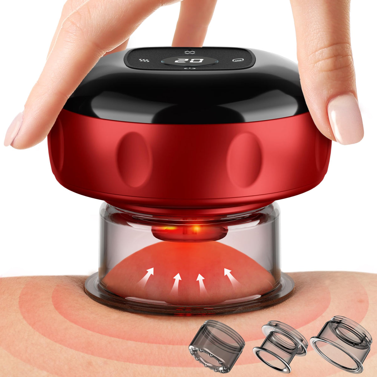 Smart Cupping Massager, 7-in-1 Cupping Set with Red Light and 2 Modes for Muscle Relaxation (1 Pack)