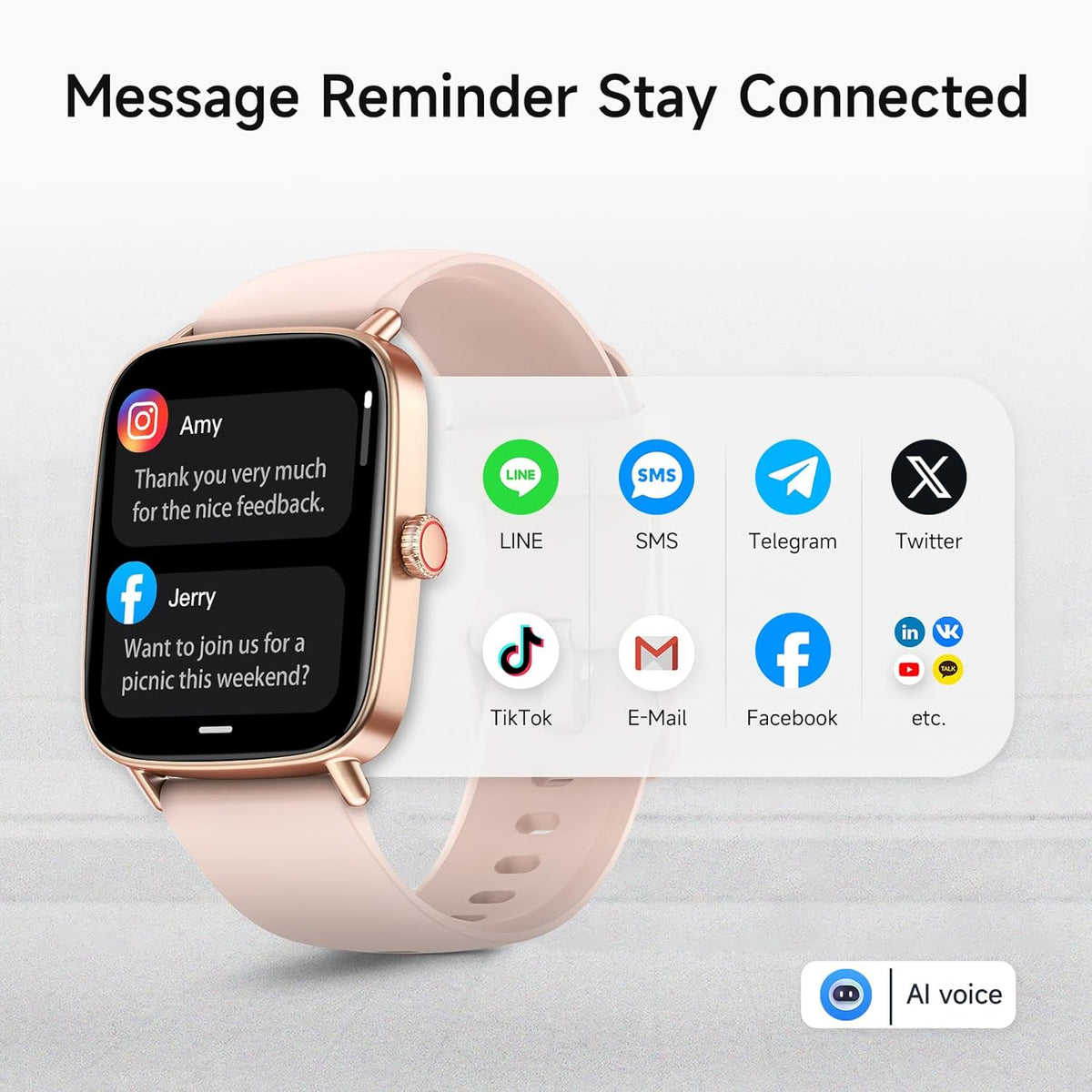 Smart Watch for Women, 1.85" HD Smartwatch Compatible iPhone/Samsung/Android (Answer/Make Calls), 100+ Sport Modes Fitness Tracker