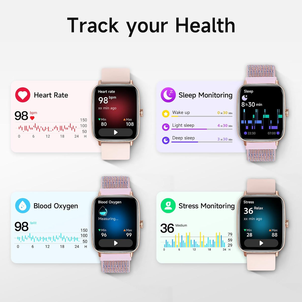 Smart Watch for Women, 1.85" HD Smartwatch Compatible iPhone/Samsung/Android (Answer/Make Calls), 100+ Sport Modes Fitness Tracker