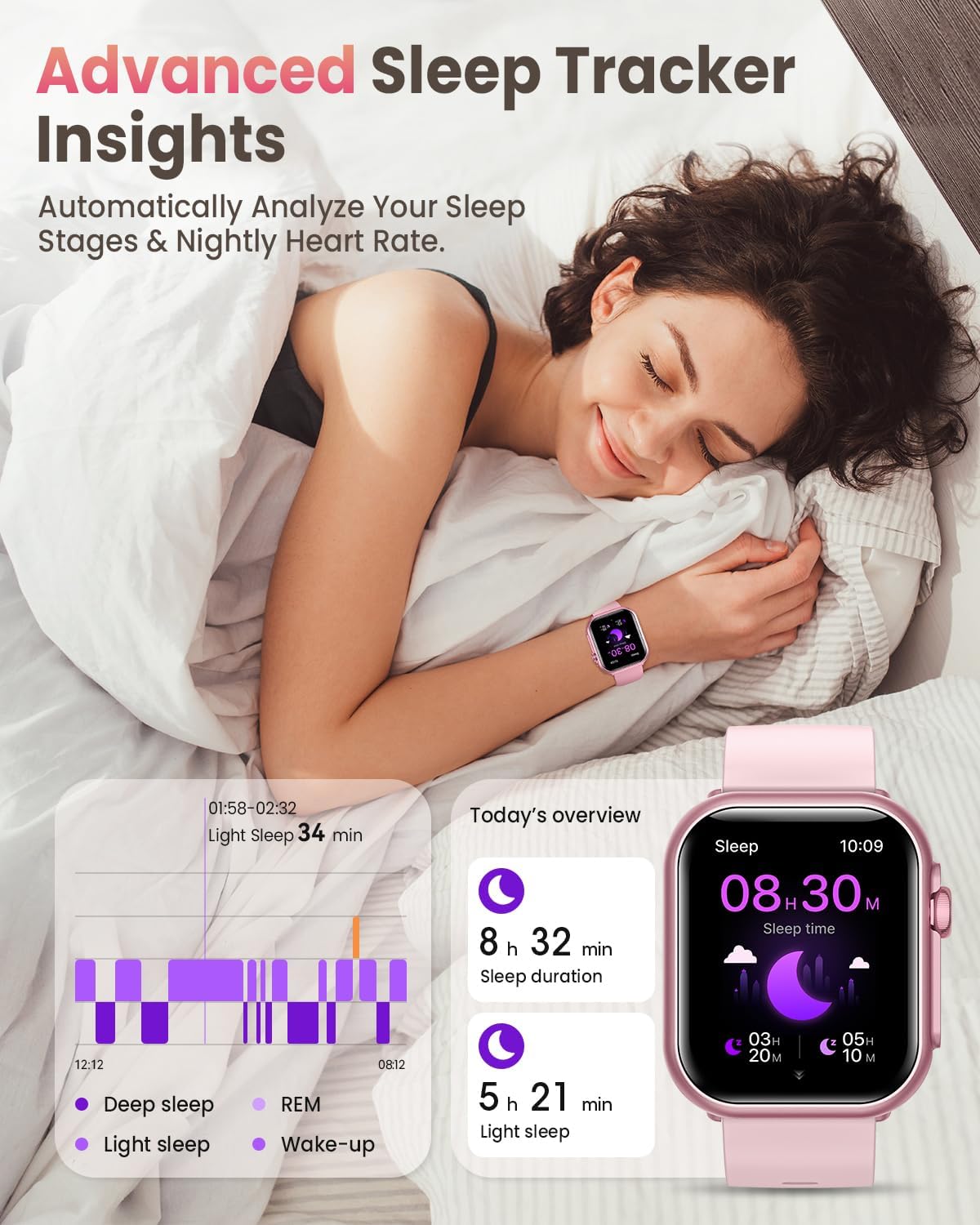 Smart Watch for Women Men Fitness, 1.85" Smart Watch