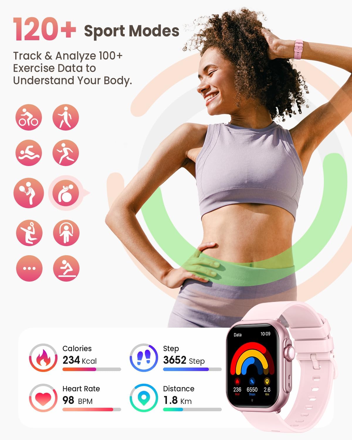 Smart Watch for Women Men Fitness, 1.85" Smart Watch