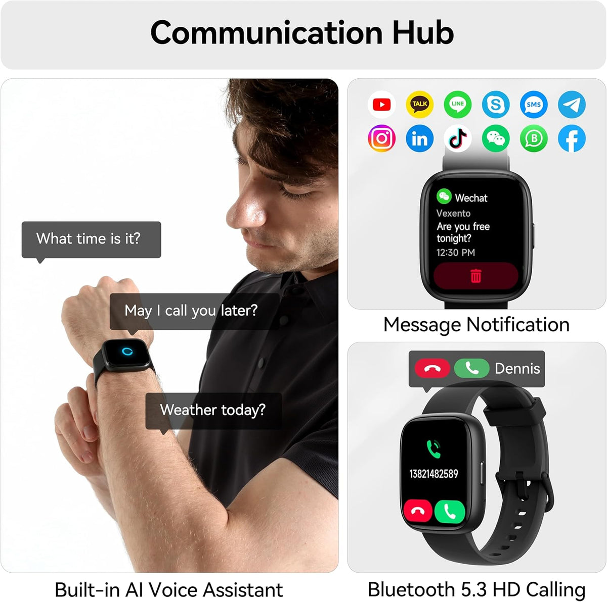 Smart Watch with Alexa Built-in, 1.83" HD Touchscreen Fitness Tracker with Bluetooth Calling, Fitness Watch with Heart Rate/Sleep Monitor