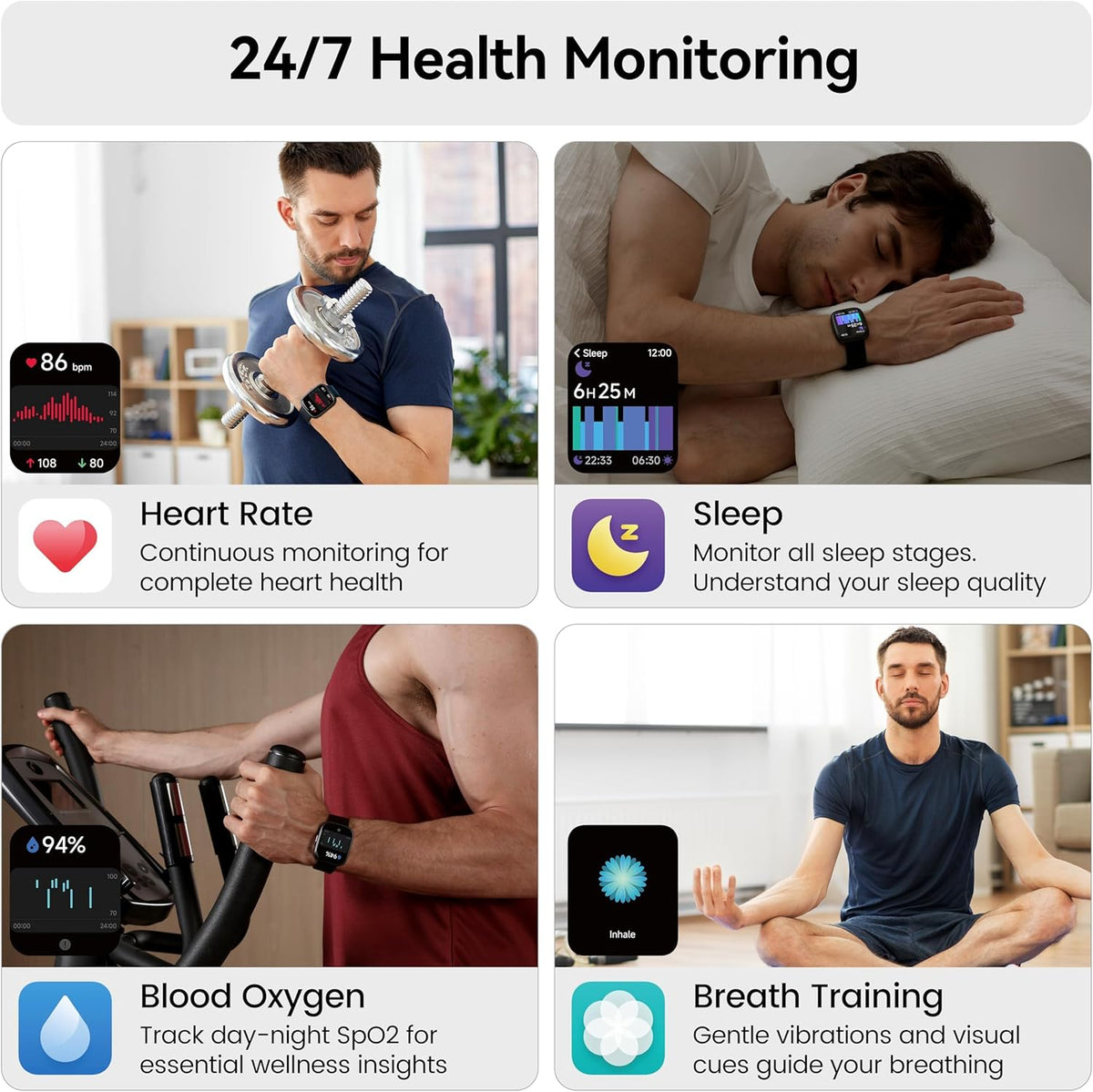 Smart Watch with Alexa Built-in, 1.83" HD Touchscreen Fitness Tracker with Bluetooth Calling, Fitness Watch with Heart Rate/Sleep Monitor