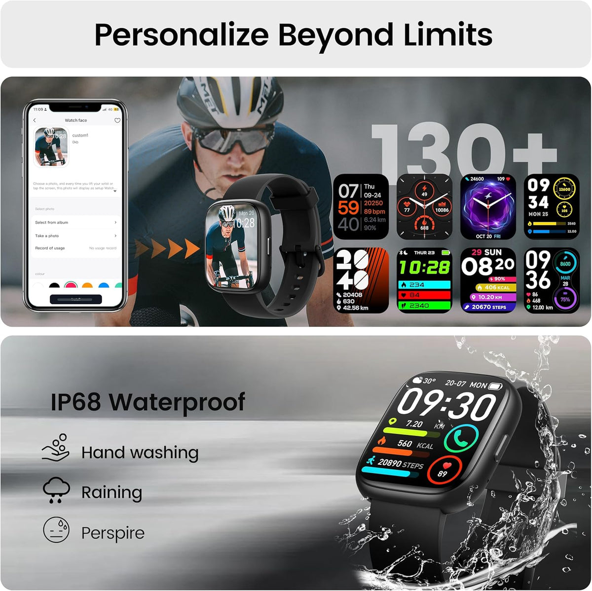 Smart Watch with Alexa Built-in, 1.83" HD Touchscreen Fitness Tracker with Bluetooth Calling, Fitness Watch with Heart Rate/Sleep Monitor