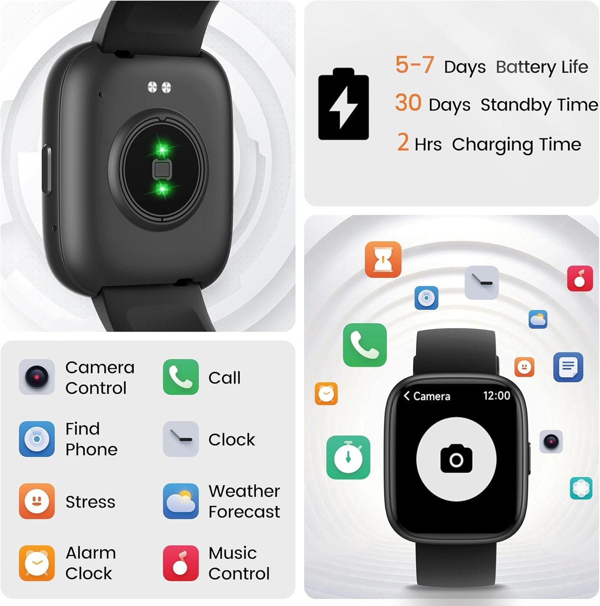 Smart Watch with Alexa Built-in, 1.83" HD Touchscreen Fitness Tracker with Bluetooth Calling, Fitness Watch with Heart Rate/Sleep Monitor