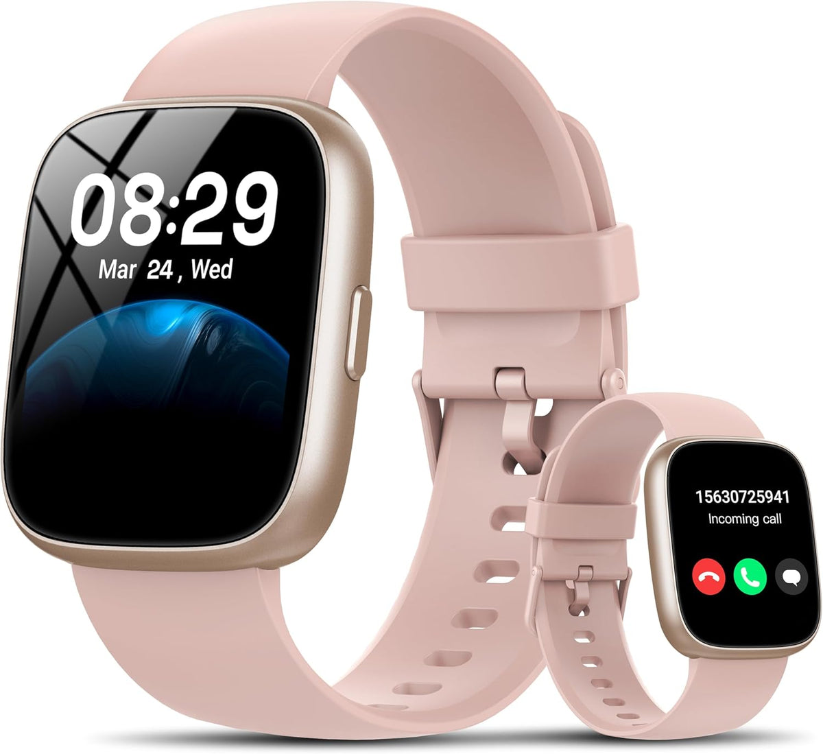 Smart Watch with Alexa Built-in, 1.83" HD Touchscreen Fitness Tracker with Bluetooth Calling, Fitness Watch with Heart Rate/Sleep Monitor/120 (Pink)
