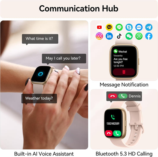 Smart Watch with Alexa Built-in, 1.83" HD Touchscreen Fitness Tracker with Bluetooth Calling, Fitness Watch with Heart Rate/Sleep Monitor/120 (Pink)