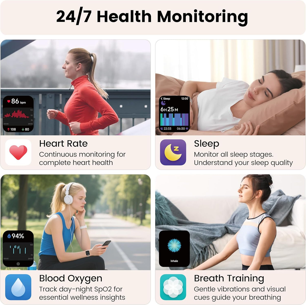 Smart Watch with Alexa Built-in, 1.83" HD Touchscreen Fitness Tracker with Bluetooth Calling, Fitness Watch with Heart Rate/Sleep Monitor/120 (Pink)