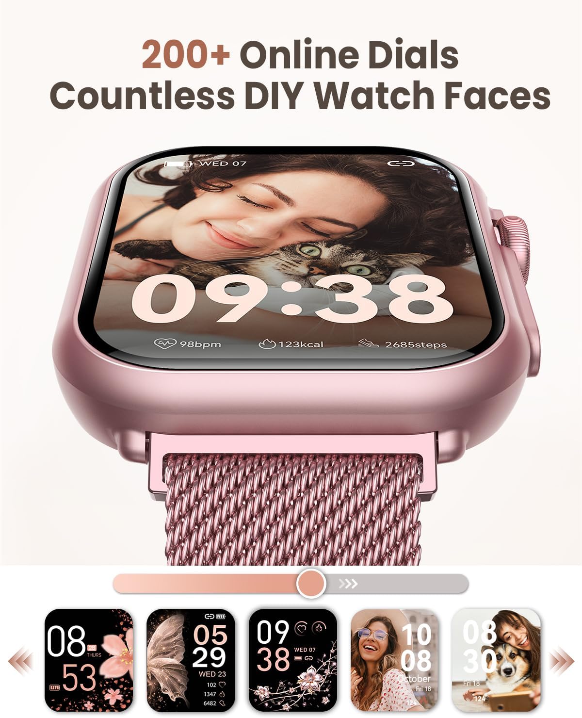 Smart Watch for Women (Android/iPhone), 1.83" HD Display with Calls, Messages, Sleep and Heart Rate Tracking