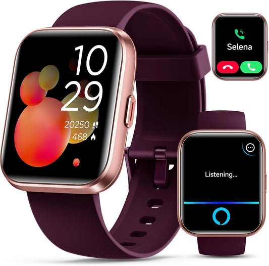 Smartwatch for Women, Compatible with Android & iPhone, 1.8'' Fitness Tracker Watch with Alexa, Call & Notification Alerts, Heart Rate & Sleep Monitor
