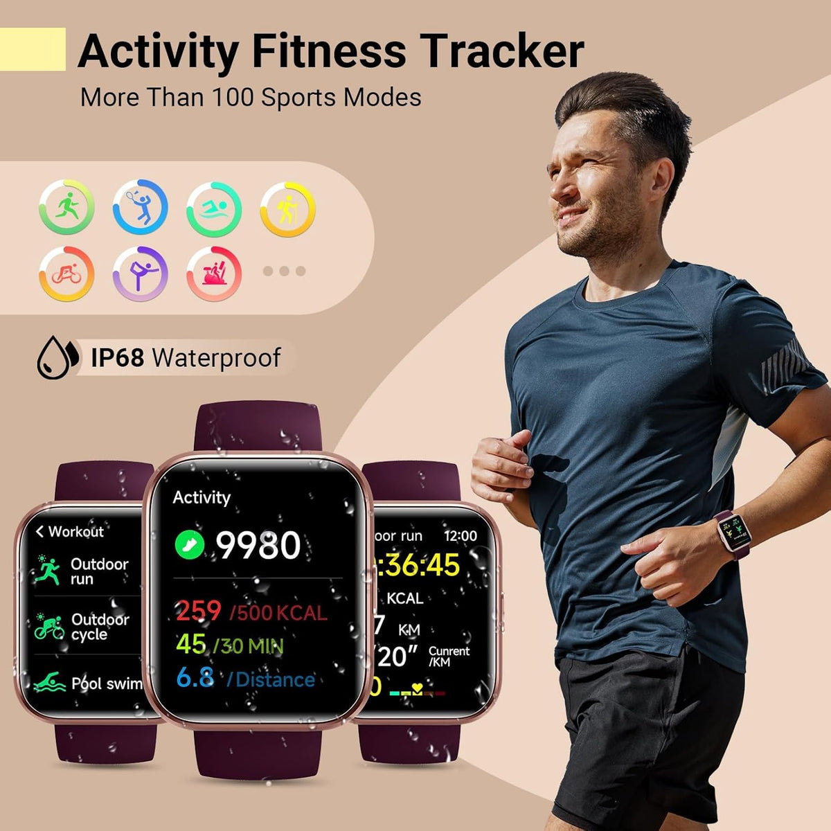 Smartwatch for Women, Compatible with Android & iPhone, 1.8'' Fitness Tracker Watch with Alexa, Call & Notification Alerts, Heart Rate & Sleep Monitor