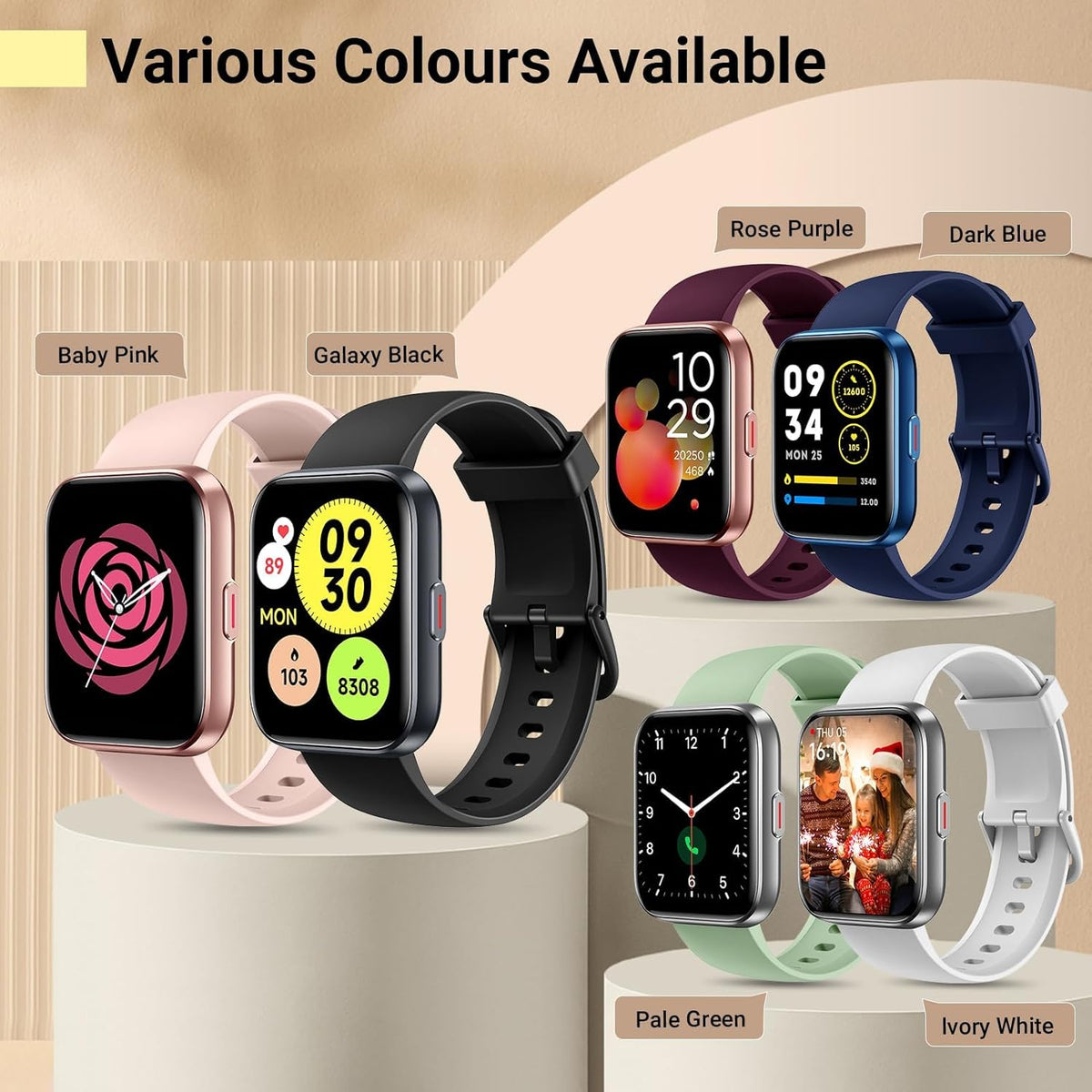 Smartwatch for Women, Compatible with Android & iPhone, 1.8'' Fitness Tracker Watch with Alexa, Call & Notification Alerts, Heart Rate & Sleep Monitor