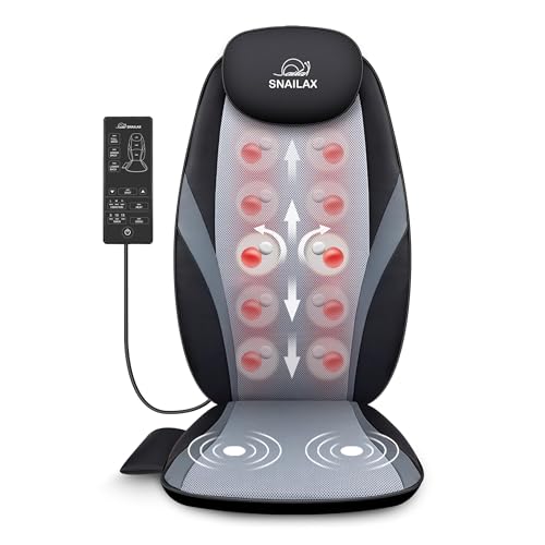 Snailax Shiatsu Back Massager with Heat, Kneading Massage Chair Pad for Office and Home