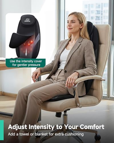 Snailax Shiatsu Back Massager with Heat, Kneading Massage Chair Pad for Office and Home