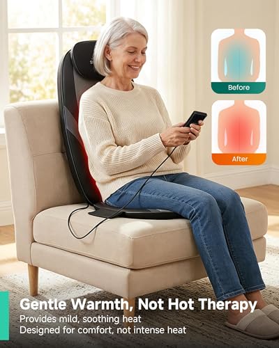 Snailax Shiatsu Back Massager with Heat, Kneading Massage Chair Pad for Office and Home
