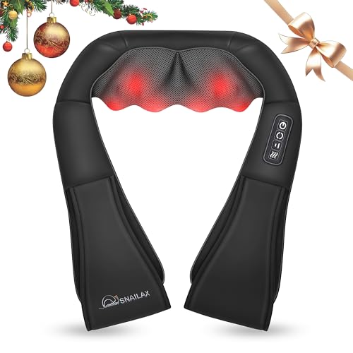 Snailax Shiatsu Neck and Shoulder Massager - Back Massager with Heat, Deep Kneading Electric Massage Pillow for Neck, Back, Shoulder,Foot,Body