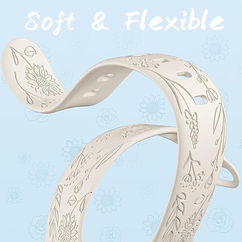 SNBLK 6 Pack Floral Engraved Bands Compatible with Apple Watch Bands 40mm 41mm 42mm 38mm 44mm 45mm 46mm 49mm Women Men, Silicone Flower Pattern Strap