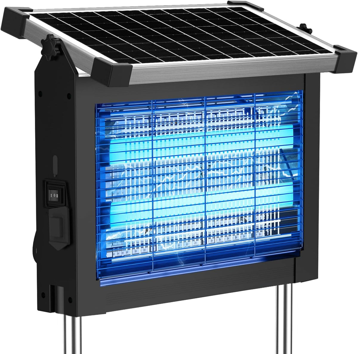 Solar Bug Zapper Outdoor, 4500V Mosquito Zapper Waterproof with Panel Sensor Electric Fly Zapper Rechargeable Mosquito Killer with 10FT Extension Cord