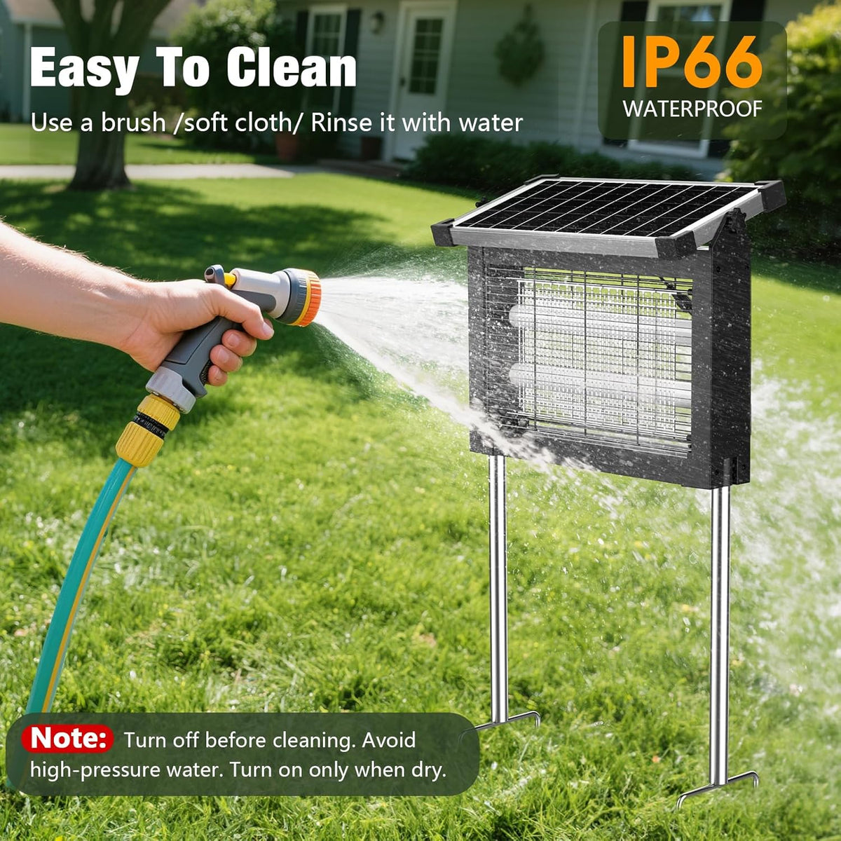 Solar Bug Zapper Outdoor, 4500V Mosquito Zapper Waterproof with Panel Sensor Electric Fly Zapper Rechargeable Mosquito Killer with 10FT Extension Cord
