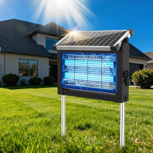 Solar Bug Zapper Outdoor, Mosquito Zapper Waterproof Electric Fly Zapper Rechargeable Mosquito Killer Lamp with 10W Solar Panel