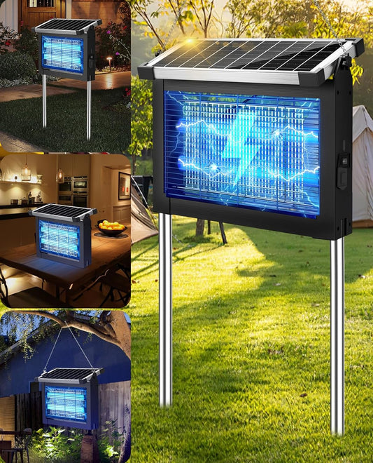 Solar Bug Zapper Outdoor, PhatroyYee Mosquito Zapper 4500V, Waterproof Portable Fly Zapper, Rechargeable Electric Mosquito Killer