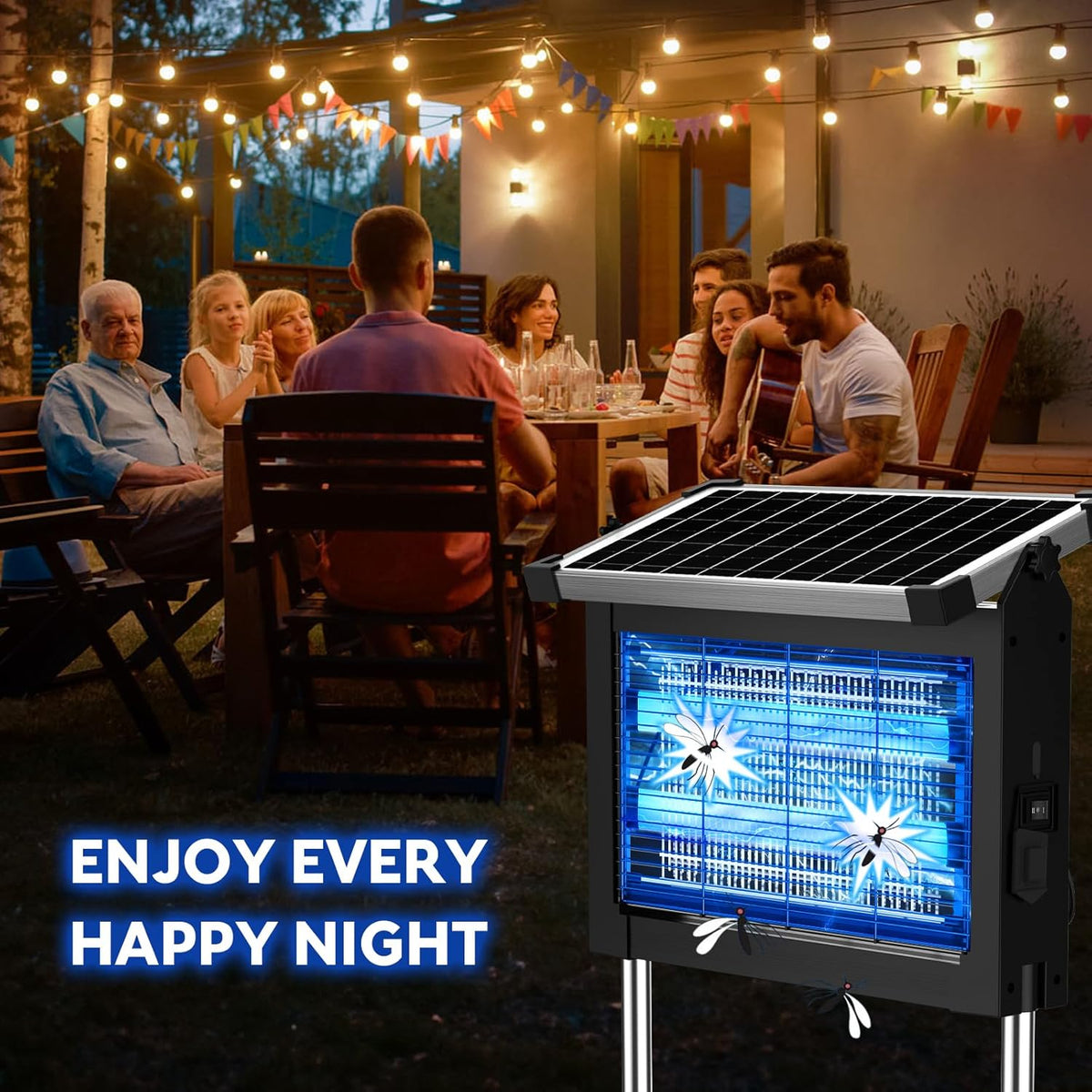 Solar Bug Zapper Outdoor, PhatroyYee Mosquito Zapper 4500V, Waterproof Portable Fly Zapper, Rechargeable Electric Mosquito Killer