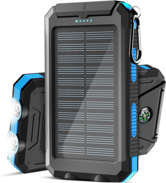 Solar Charger, 38800mAh Solar Power Bank, Waterproof External Backup Battery Power Pack with USB C Input/Output/LED Flashlights Compatible with iPhone