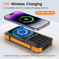 Solar Power Bank, 49800mAh Wireless Portable Phone Charger with Built-in 4 Cables, 22.5W Fast Charging External Battery Pack PD 3.0 USB-C In/Output